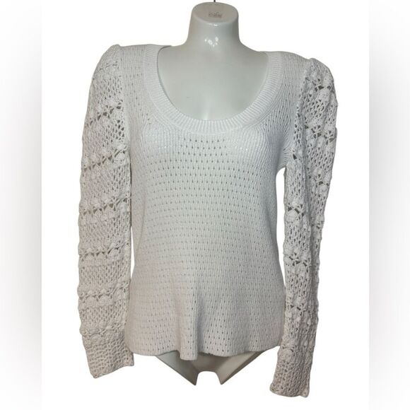 Rebecca Taylor Crimp Cotton Pullover Sweater in Milk - Picture 4 of 7